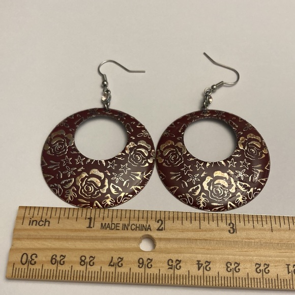 Rose Flower Hoop Circle Earrings - Picture 13 of 16